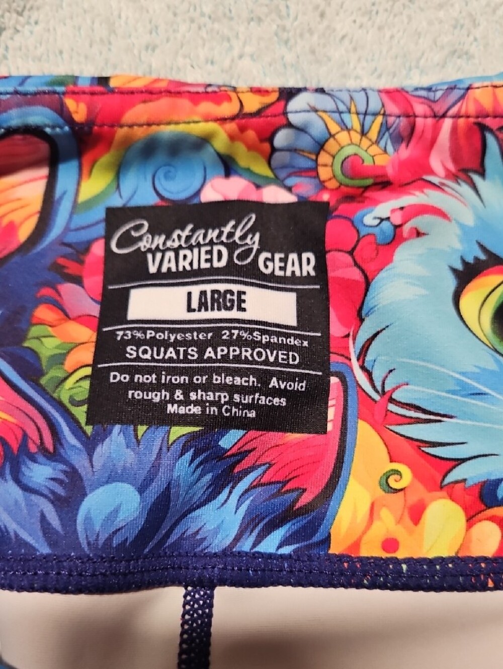 Constantly Varied Gear Bright Blue Cat & Rainbow Floral Leggings - Picture 2 of 5